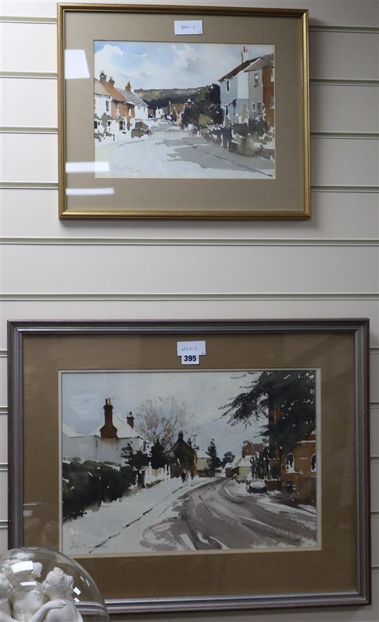 John Yardley, 2 watercolours, Nutley Lane, Reigate and West Street, Reigate, 32 x 46cm and 24 x 33cm